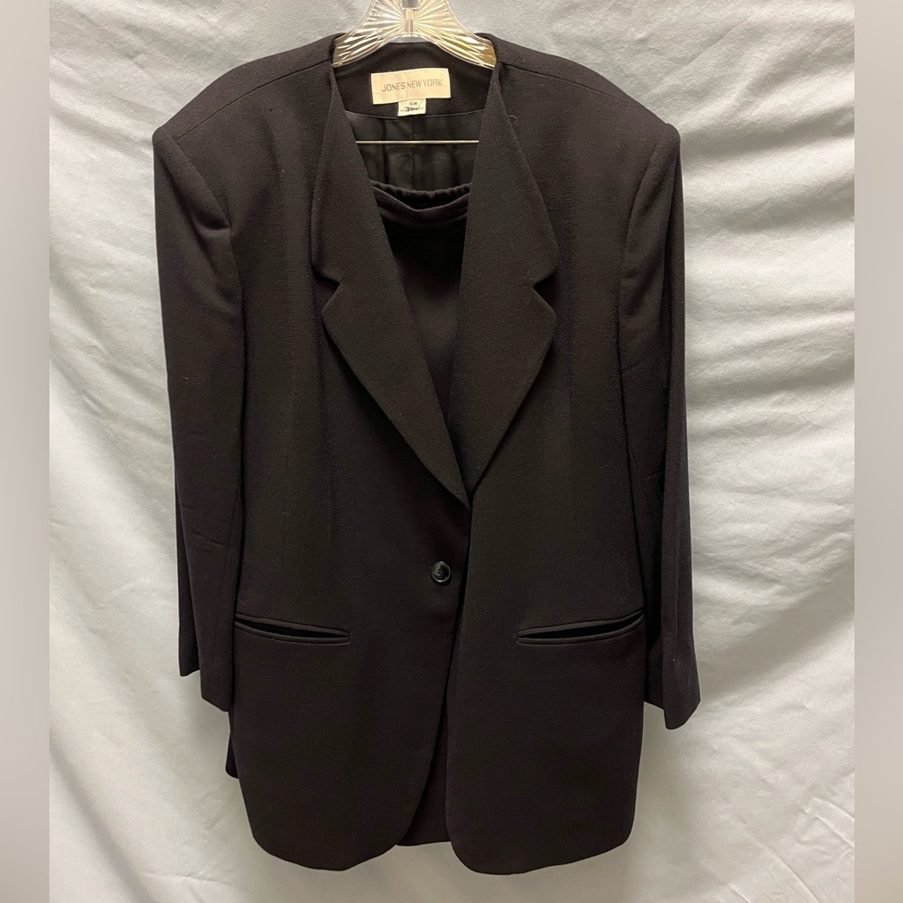 Jones New York Women's Classic Black Suit Jacket & Skirt -Vintage